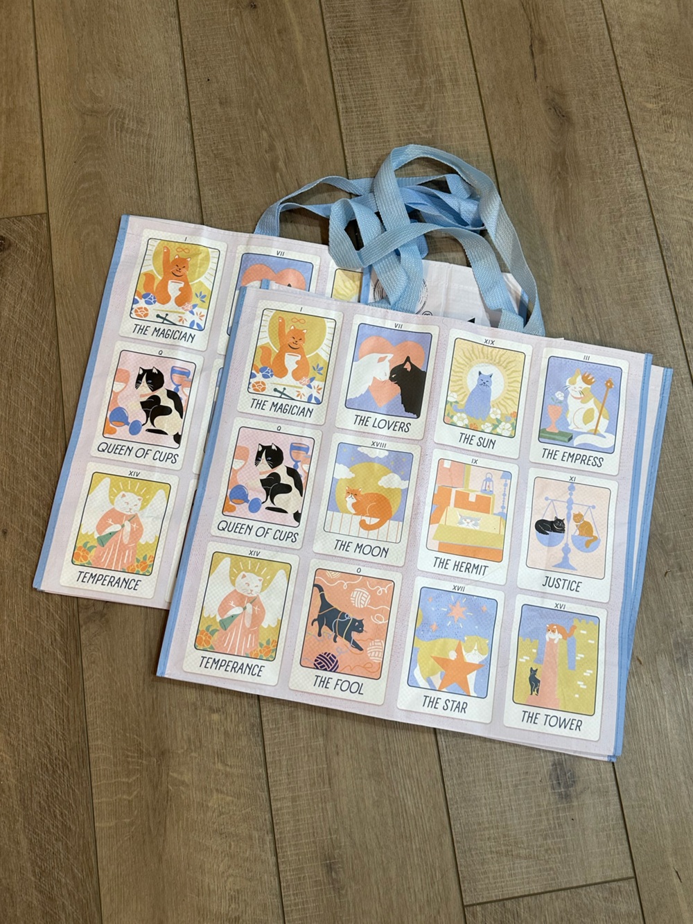 Homegoods TJMaxx Marshalls Viral Cat Tarot Card Print Tote Bags (Set of 2) NWOT